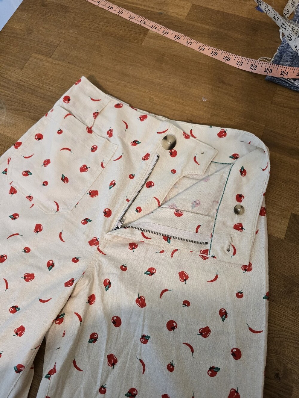 Maeve Colette Linen Pants Crop Wide Leg Peppers Tomato 25 NWT - Picture 10 of 14